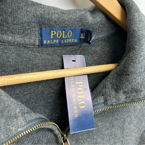 Polo by Ralph Lauren Men's Quarter Zip Gray Sweater XLT - Picture 3 of 5
